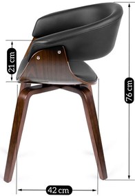Elegáns Étkezőszék Dió/Fekete Eco-bőr Kárpittal. GARY