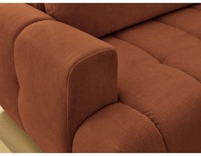 Téglavörös kinyitható-tárolóhelyes sarokkanapé (jobb oldali-L alakú) Fuji – Bobochic Paris