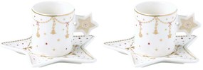 Porcelán karácsonyi eszpresszó csésze aljjal 2 db Christmas Lights