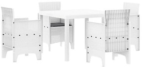 vidaXL Kert étkező szett 5 pcs Fehér Polipropilén
