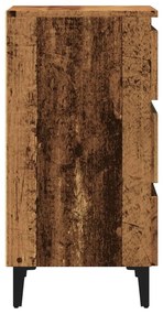 antik fa színű éjjeliszekrény fémlábakkal 40 x 35 x 69 cm