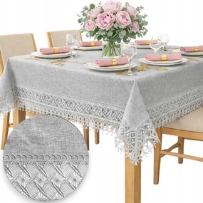 Abrosz sima Szürke klasszikus elegáns csipkével az ünnepekre 150x260 asztalra