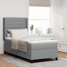 Boxspring Ágy Mattal &amp; LED Fény Szürke 90x190 cm Szövet