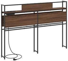 Tároló fejtámla polcokkal tárolóval barna tölgy 120 cm Faanyag