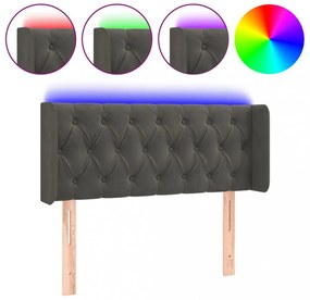sötétszürke bársony LED-es fejtámla 93 x 16 x 78/88 cm
