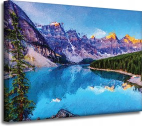 Vászonkép Folyó Hegyek Természet Erdők 40x30 cm Ideális ajándék