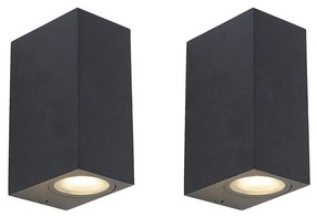 2 db modern fekete fali lámpa készlet 2-es IP44 - Baleno