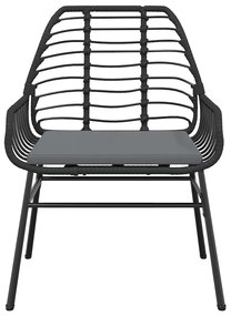 5 részes fekete polyrattan üveg kerti étkezőgarnitúra párnákkal