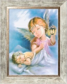 Őrangyal Vallásos Kép Fehér Díszkeretben 30X40