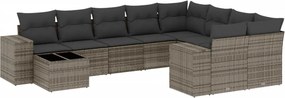 vidaXL 10 részes szürke polyrattan kerti ülőgarnitúra párnákkal