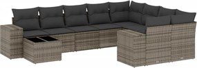 vidaXL 10 részes szürke polyrattan kerti ülőgarnitúra párnákkal