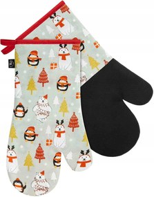 Konyhai kesztyű szett 2 db-os maci szürke piros szigetelő