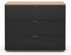 Fekete-natúr színű komód tölgyfa dekorral 100x80x40 cm Dennis – Marckeric