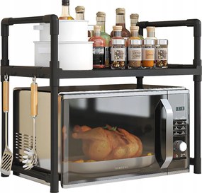 Konyhai Polc mikrohullámú sütő alá Organizer Szekrény Fekete 2szintes 48cm Könyvespolc