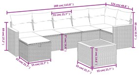 8 részes szürke polyrattan kerti ülőgarnitúra párnákkal