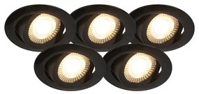 5 db modern beépíthető spotlámpa készlet fekete, LED-del, 3 fokozatú fényerő-szabályozóval - Mio