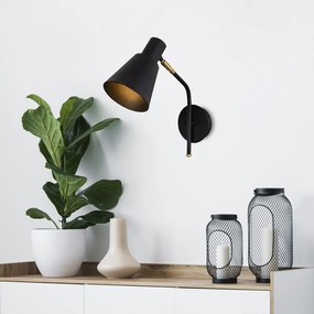 Fekete-aranyszínű fali lámpa ø 15 cm Sivani – Opviq lights