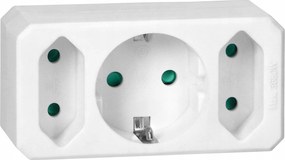 Elosztó fehér 3 aljzat 1xSchuko 2x2P 1x2P+Z OR-AE-13250(GS) Orno