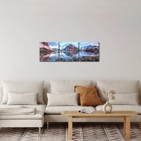 Kép - Napfelkelte Reine felett (órával) (90x30 cm)