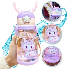 UNICORN szívószálas műanyag kulacs 600 ml