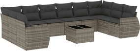 vidaXL 11 részes szürke polyrattan kerti ülőgarnitúra párnákkal
