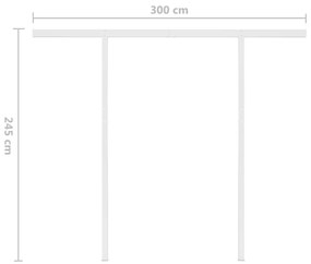 narancssárga-barna kézzel kihúzható LED-es napellenző 3,5x2,5 m