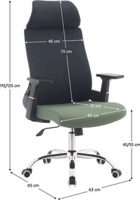Irodai szék, sötétszürke/zöld/króm, teherbírás 150 kg, HOLGER