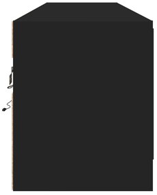 fekete falra szerelhető TV-szekrény LED-del 180 x 31 x 38 cm