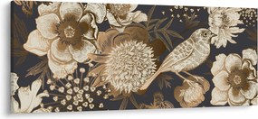 Sötét alapon arany virágok képe (120x50 cm)