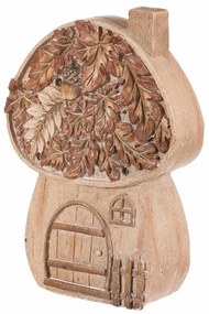 Őszi dekoráció Gomba házikó világítással, 24 x 10x 32 cm, magnézium, fa utánzat
