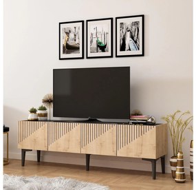 TV asztal/szekrény Tomune 4 (zafír tölgy + fekete márvány). Akció -23%. 1095231