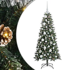 vidaXL Mű karácsonyfa 150 LED-del Zöld 120 cm PVC és Műanyag és Acél