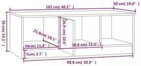 fehér és sonoma színű szerelt fa dohányzóasztal 102x50x36 cm
