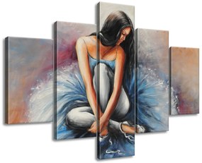 Gario Kézzel festett kép Sötét hajú balett-táncosno - 5 részes Méret: 100 x 70 cm