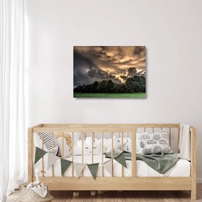 A felhők és az erdő képe (üvegen) (70x50 cm)