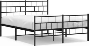 vidaXL fekete fém ágykeret fej- és lábtámlával 120 x 200 cm