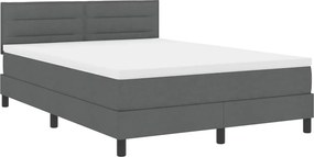 vidaXL Boxrugós ágy matracmal leddel Sötétszürke 140 x 190 cm szövet