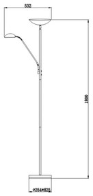 Lucide 19791/24/30 - LED Állólámpa ZENITH LED/20W/230V + LED/4W