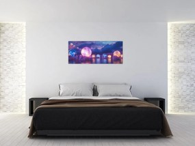 Kép - Bolygók a vízen (120x50 cm)