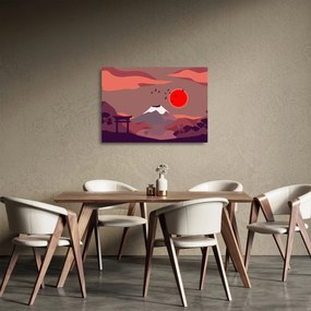 Üveg kép - Fuji hegység (70x50 cm)