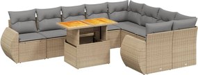 vidaXL 10 részes bézs polyrattan kerti ülőgarnitúra párnával