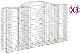 3 db íves horganyzott vas gabion kosár 300x50x160/180 cm