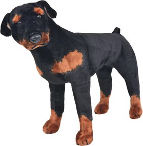 vidaXL fekete és barna álló rottweiler kutya plüssjáték XXL