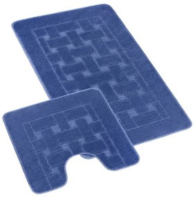 Bellatex Bany Téglalap fürdőszobaszőnyeg szett, kivágot kék, 60 x 100, 60 x 50 cm