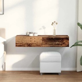 Falipolc fiókokkal régi fa 100x36x19 cm műszaki fa