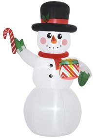 Önfelfújó hóember figura, LED világítással, felfújóval, 180cm magas