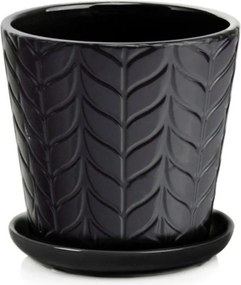 Kerámia Virágtartó Állvánnyal 14 x 14 cm Fekete