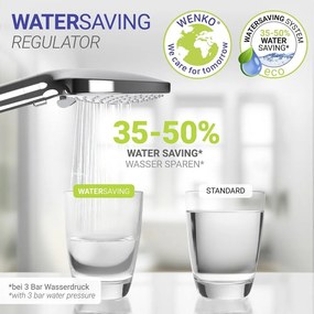 Fényes ezüstszínű műanyag zuhanyfej ø 12 cm Water Saving – Wenko
