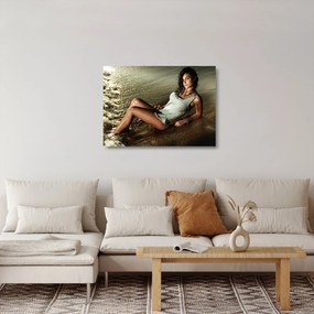 Egy nő a tengerparton képe (üvegen) (70x50 cm)