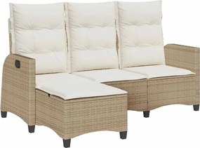 vidaXL L-alakú bézs polyrattan fekvő kerti kanapé párnákkal